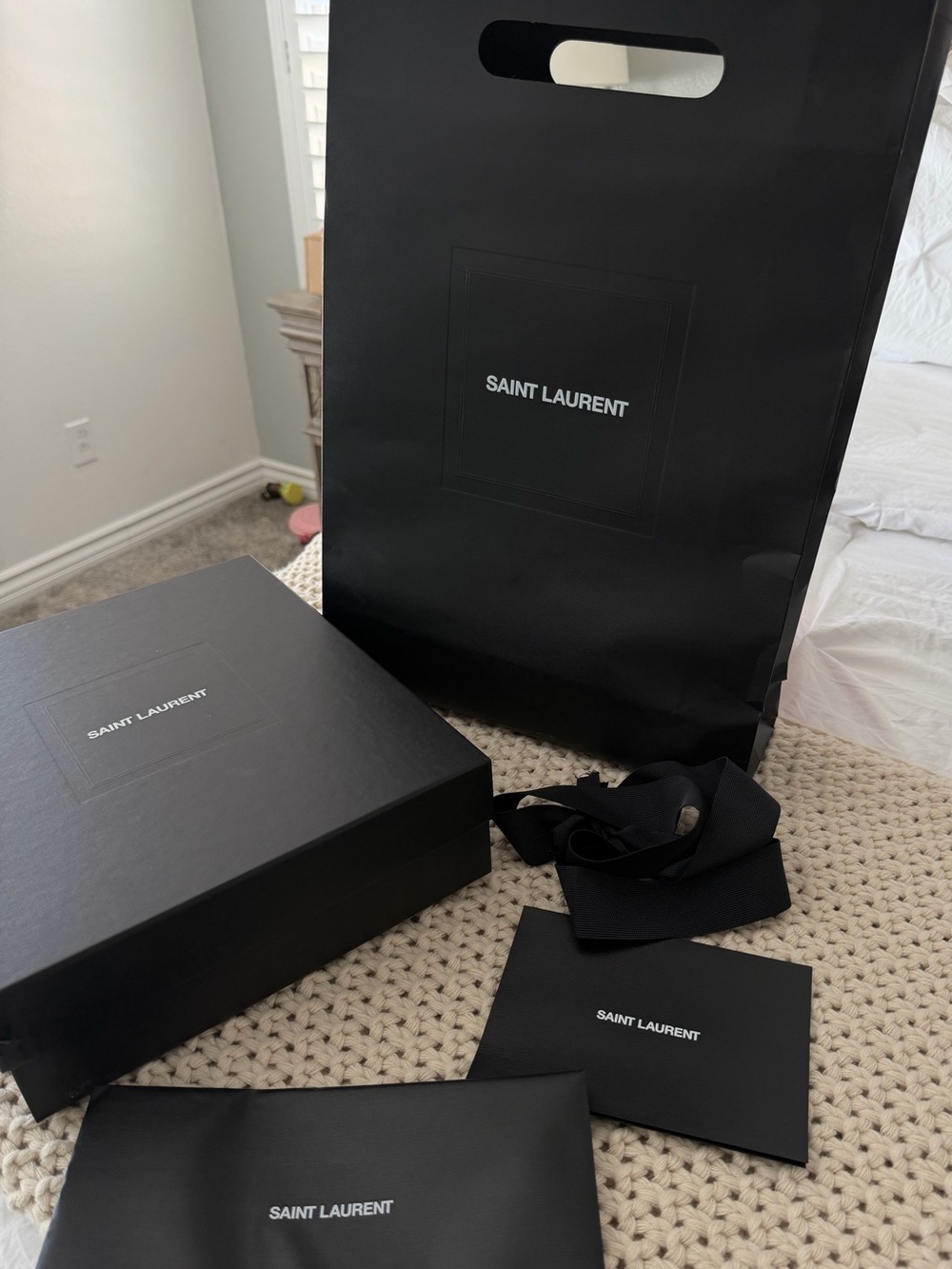 Saint Laurent Empty Paper Bag & Box with Receipt Holder